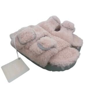 NWT Papillio by Birkenstock Arizona Pink Big Buckle Shearling Sandal Size 38 7